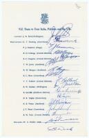 New Zealand tours to India, Pakistan & England 1965, and to England 1973. Two official autograph sheets with printed titles and players’ names, both fully signed. The 1965 sheet with seventeen signatures, and the 1973 sheet with sixteen signatures of the 