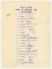 India tours to England 1959 & 1967. Two official autograph sheets with printed title and players’ names, both fully signed in ink by all listed playing members of the touring party. The 1959 sheet with twenty signatures including Apte, Borde, Contractor, 