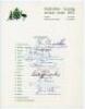 Australia tours to England 1972-1979. Four official Australian Cricket Board autograph sheets, all fully signed by the playing members, for the tours to England 1972 (17 signatures), 1975 (19), 1977 (17) and for the 1979 World Cup (14). Signatures include