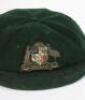 Edgar Arthur ‘Ted’ McDonald. Lancashire, Tasmania, Victoria & Australia 1909-1931. Australian green wool Test cap with Australian emblem to front with kangaroo and emu embroidered in metal thread and coloured thread with the legend ‘Advance Australia’ in - 2