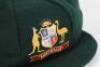 Allan Border, New South Wales, Gloucestershire, Queensland, Essex & Australia 1976-1996. Australian green wool Test cap, by ‘Albion C&D’ of Australia, with Australian emblem to front with kangaroo and emu embroidered in coloured thread with the legend ‘Au - 3