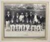 The Ashes. England v Australia 1926. Original mono photograph of fourteen members of the Australia team seated and standing in rows wearing cricket attire, tour blazers and caps. Players include Woodfull, Ponsford, Bardsley, Oldfield, Richardson, Mailey, - 3