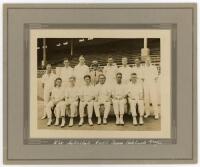 Victoria, Australia. ‘The Interstate Colts Team, Adelaide’ 1930/31. Signed original official sepia photograph of the Victoria Colts team, seated and standing in rows wearing cricket attire. Dated 31st December 1930. The photograph measures 8.5”x6.5”, laid