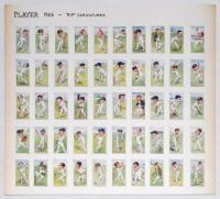 John Player & Sons. Four complete series, each of fifty cigarette cards. ‘Cricketers. Caricatures by “RIP”’ 1926, ‘Cricketers 1930’, ‘Cricketers 1934’ with corrected card no. 34 ‘B.A. Barnett’, and ‘Cricketers 1938’. Each set loose mounted to large white 