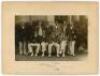 ‘Gentlemen v Players at Lord’s’ 1910. Original sepia photograph of the Gentlemen team seated and standing in rows wearing cricket attire and assorted caps and blazers for the match played 11th & 12th July 1910. players featured include H.K. Foster (Captai