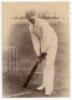 Kumar Sri Ranjitsinhji. Sussex & England 1895-1920. Original sepia photograph of Ranji in batting pose at the crease wearing Sussex cap. Photographer unknown. 4”x5.5”. Adhesive mark to verso, small nick to one edge and tear to one corner, otherwise in goo