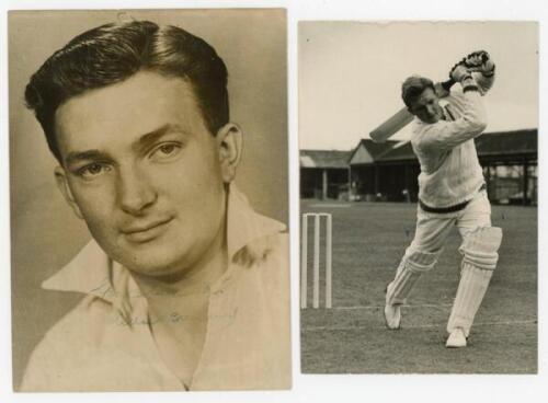 Richard ‘Richie’ Benaud. New South Wales & Australia 1948-1964. Three original mono press photographs of Benaud in various poses. Each photograph signed in ink by Benaud. Photographs by Sport & General and Reuter. Various sizes, 6”x8” and smaller. Slight 