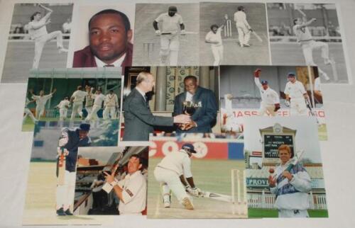 Warwickshire C.C.C. 1980s-1990s. Forty five original colour and mono press photographs of players who represented Warwickshire, including match action, portraits, presentations, teams etc. Players featured include Lara, Kallicharran, Willis, Parsons, P. S