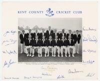 Kent. Official ‘Kent County Cricket Club’ printed photograph of the 1967 Gillette Cup winning team standing and seated in rows wearing blazers. Signed to the borders by fifteen players. Signatures are Cowdrey (Captain), Sayer, Leary, Dixon, Wilson, Brown,