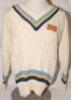 Mark Andrew Robinson. Northamptonshire, Canterbury, Yorkshire and Sussex 1987-2002. Yorkshire 1st XI long sleeve woollen ‘Allez by MCM’ sweater with Yorkshire colours to waist, neck and cuffs, sponsor’s logo for Tetley Bitter to chest. The sweater issued 