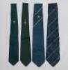 Worcestershire C.C.C. ties 1965-1976. Four official ties including Worcestershire C.C.C. Centenary tie 1965, John Player [Sunday] League winners tie 1971, County Championship winners tie 1974, and Members’ tie c.1976. VG.