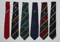 Worcestershire C.C.C. benefit and testimonial ties 1969-2000. Thirteen official ties issued for Worcestershire players’ benefits and testimonials. Benefit ties are Tom Graveney 1969, Norman Gifford 1974, Alan Ormrod 1977, Glenn Turner 1978, Vanburn Holder