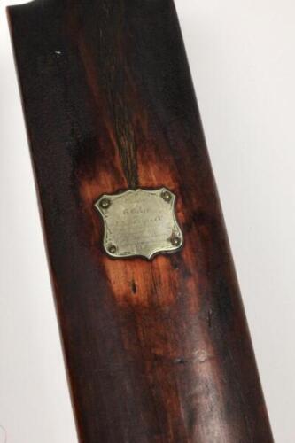 George Baker ‘Six wickets v United All England Eleven 1859’. An early cane handled cricket bat with a cane splice. An early mid 19th Century cricket bat from 1859, probably, made by Thomas Nixon of Oxford. The blade is cane spliced and straight shouldered