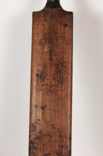 Donald George Bradman. New South Wales, South Australia & Australia 1927-1949. A William Sykes Ltd. Don Bradman. N.S.W. and Australian XI Autograph’ bat. The bat is said to have been used by Bradman on the Australian unofficial ‘goodwill tour’ of Canada a