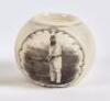 William Gilbert Grace. Gloucestershire & England 1865-1908. A stoneware circular match holder with transfer printed full length image of Grace full length in batting pose. Produced by Kepple of Bristol. Approx 2.75” high Registration number R319664 for 18