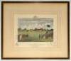 Lithograph, ‘Cricketing. (Lord’s Cricket Ground, St John’s Wood. Match of the Gentlemen & Players)”, colour lithograph by Thinot Lorrette. Published by Henry Lea of London. ‘Drawn expressly for the “Book of Field Sports”’ c.1860. Attractively mounted, fra