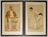 Vanity Fair lithographs. A selection of nine original Vanity Fair prints published 1888-1903. Six subjects by ‘Spy’ of ‘Yorkshire Cricket’ Lord Hawke, ‘Oxford Cricket’ H. Philipson, ‘Oxford Athletics’ C.B. Fry, ‘Repton, Oxford & Somerset’ L.C.H. Palairet