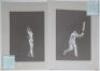 Frank Edward Woolley (Kent & England 1906-1938) and John William ‘Jack’ Hearne (Middlesex & England 1909-1936). Two original pastel drawings of Woolley in bowling pose and Hearne batting by John Hawkins 1993-1995. Both signed by the artist. Both mounted, 