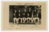 ‘Sussex v Australians Aug 1926’. Rarer mono real photograph postcard depicting a reproduction of an official team photograph of the Australian team with signatures to the original mount, for the drawn tour match played at Hove, 28th- 31st August 1926. The