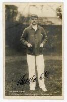 Montague Alfred ‘Monty’ Noble. New South Wales & Australia 1893-1920. Original mono real photograph postcard of Hill standing full length, wearing Australia cap and blazer. Very nicely signed in black ink to the photograph by Noble. Published by Thiele/ R