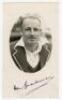 Donald George Bradman. New South Wales, South Australia & Australia 1927-1949. Mono real photograph postcard of Bradman, head and shoulders in cameo, wearing Australian tour blazer. Very nicely signed in black ink by O’Reilly to front. Official stamp to v