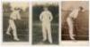 Joseph ‘Joe’ Darling. South Australia & Australia 1893-1908. Two rarer early mono real photograph postcards of Darling. One in batting pose published by Hartmann, ‘Off Drive’, series no. 1654, the other standing full length wearing cricket attire, by Thie