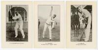 South Africa Test cricketers 1907. Five mono postcards each depicting a South Africa Test player in various batting and bowling poses. Player’s name printed to lower border. Players featured are J.A. Faulkner, R.O. Schwarz ‘The South African “Googlie” Bow