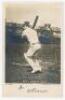 Arthur Jervois Turner. Essex 1897-1910. Early mono real photograph postcard of Turner, full length at the wicket in batting pose. Signed in black ink to lower border by Turner. Card with title ‘A Boundary This Time’. Hartmann series no. 1385. Postally unu