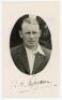 Arnold Herbert Dyson. Glamorgan 1926-1948. Mono real photograph postcard of Dyson in cameo, head and shoulders wearing cricket attire and blazer. Nicely signed in black ink to the lower portion of the postcard by Dyson. Official stamp to verso for A. Wilk