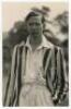 Paul Ian van der Gucht. Gloucestershire, Bengal & Europeans 1932-1948. Mono real photograph postcard of van der Gucht standing three-quarter length wearing cricket attire and striped blazer. Nicely signed by van der Gucht in black ink to the photograph. H