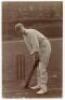 Leigh Dunlop Brownlee. Gloucestershire, Oxford University & Somerset 1901-1909. Early mono real photograph postcard of Brownlee standing full length at the wicket in batting pose wearing a cap. Foster of Brighton. Postally unused. Minor wear to lower edge