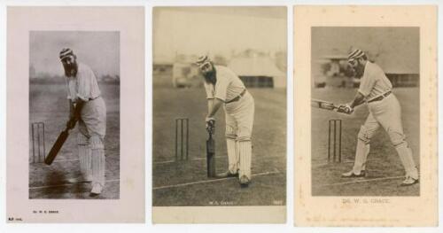 William Gilbert Grace. Gloucestershire, London County & England 1870-1908. Five mono real photograph postcards of Grace. Includes three of Grace in various batting poses, publishers are Rival Photograph Series no. 1615, Rotophot series no. 7683, and Wrenc