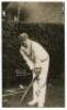 Lionel Hallam Tennyson. Hampshire & England, 1913-1938. Original mono real photograph postcard of Tennyson standing full length in batting pose, wearing his Hampshire cap. Printed title ‘Hon. L.H. Tennyson Capt. Hants C.C.’. Photographer unknown. Very ni