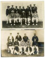 Kent team postcards 1904 & 1906. Two early original sepia real photograph postcards of Kent teams, each with players depicted seated and standing in rows. The 1904 postcard by Lankester Photo, the 1906 by The Alma Studio, Tonbridge. Players include Marsha