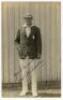 William Henry Ashdown. Kent 1920-1937. Mono real photograph postcard of Ashdown, full length in batting pose. Very nicely signed in black ink by Ashdown. Blind embossed stamp for Nias of Brighton to lower edge, with official stamp to verso for A.G. Spaldi