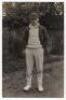 George Duckworth. Lancashire & England 1923-1938. Mono real photograph postcard of a youthful Duckworth standing full length wearing Lancashire cap and blazer. Very nicely signed in black ink to the photograph by Duckworth. Blind embossed stamp for Nias o