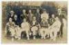 Northamptonshire C.C. 1904. Original sepia postcard of the Northamptonshire team seated and standing in rows wearing assorted blazers and cricket attire. Players featured include Horton (Captain), Smith, W. Kingston, H. Kingston, Crosse, East, Thompson, P