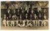 Northamptonshire v Australia 1926. Original sepia real photograph postcard of both the Northamptonshire and Australian teams, standing and seated in rows, wearing blazers and caps, who played in the tour match on the 30th June- 2nd July 1926. Players incl