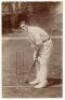 Samuel Moses James ‘Sammy’ Woods. Cambridge University, Somerset, Australia & England 1886-1910. Excellent early original sepia real photograph postcard of Woods standing full length at the crease in batting pose. Foster of Brighton. Pencil annotation to 