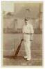 Ernest ‘Ernie’ Robson. Somerset 1895-1923. Early original sepia real photograph postcard of Robson standing full length at the crease leaning on his bat, wearing a Somerset cap. Brice of Taunton. Postally unused. Minor wear to edges, otherwise in good/ ve