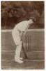 Frederick Percy Hardy. Somerset 1902-1914. Excellent early original sepia real photograph postcard of Hardy standing full length at the crease in batting pose, wearing Somerset cap. Hawkins & Co. of Brighton. Postally unused. A lovely image, very good con