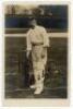 Robert Abel. Surrey & England 1881-1904. Sepia real photograph postcard of Abel in batting pose at the wicket. Nicely signed in black ink by Abel. Rotary Photographic Series no. 3802. Postally unused. Slight silvering, otherwise in very good condition.