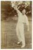 Neville Alexander Knox. Surrey & England 1904-1919. Early mono real photograph postcard of Knox standing full length at the wicket in bowling pose. Foster of Brighton. Postally unused. A nice image in very good condition.