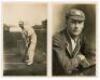 John Berry ‘Jack’ Hobbs. Surrey & England 1905-1934. Four mono real photograph postcards of Hobbs in various poses. Cards depict Hobbs walking out to bat, J. Beagles series no. 357D, standing full length, wearing cricket attire, cigarette in hand, Nias of - 3