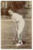 Kenneth Oswald Goldie. Sussex & Europeans 1900-1921. Early original sepia real photograph postcard of Goldie standing full length at the crease in batting pose. Boldly signed in black in to the photograph by Goldie. Photograph by Foster of Brighton with b