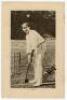 Albert Edward Relf. Sussex, Auckland & England 1900-1921. Early original mono real photograph postcard of Relf standing full length at the crease in batting pose wearing Sussex cap. The postcard nicely signed in black ink to the image by Relf. Wrench Seri