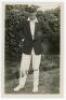 Edward Henry ‘Ted’ Bowley. Sussex, Auckland & England 1912-1934. Excellent original mono real photograph postcard of Bowley standing full length wearing blazer and Sussex cap. The postcard nicely signed in black ink to the image by Bowley. Blind embossed 