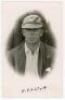 Robert Elliott Storey ‘Bob’ Wyatt. Warwickshire, Worcestershire & England 1923-1957. Mono real photograph postcard of Wyatt, head and shoulders in cameo, wearing Warwickshire M.C.C. touring blazer and England cap. Nicely signed in black ink by Wyatt. Date