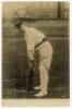 Henry Knollys ‘Harry’ Foster. Oxford University & Worcestershire 1894-1925. Early sepia real photograph postcard of Foster standing full length at the crease in batting pose. Rotophot series no. 8594. Postally unused. A nice image. Very good condition.