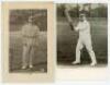 George Herbert Hirst. Yorkshire, Europeans & England 1891-1929. Five early mono postcards (two appear to be real photographs) of Hirst in various batting, bowling and fielding poses. Series include Hartmann no. 4414. 3045. 14, Warner’s Team Series, Wrench - 3